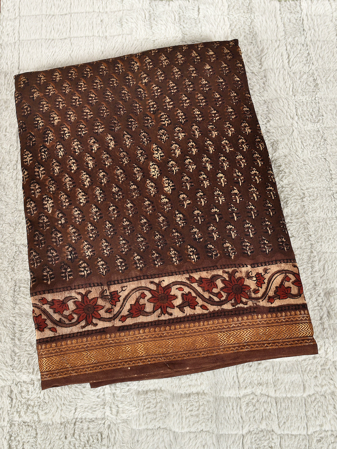 ITI : FADAT HANDBLOCK PRINT MAHESHWARI COTTION SILK SAREE