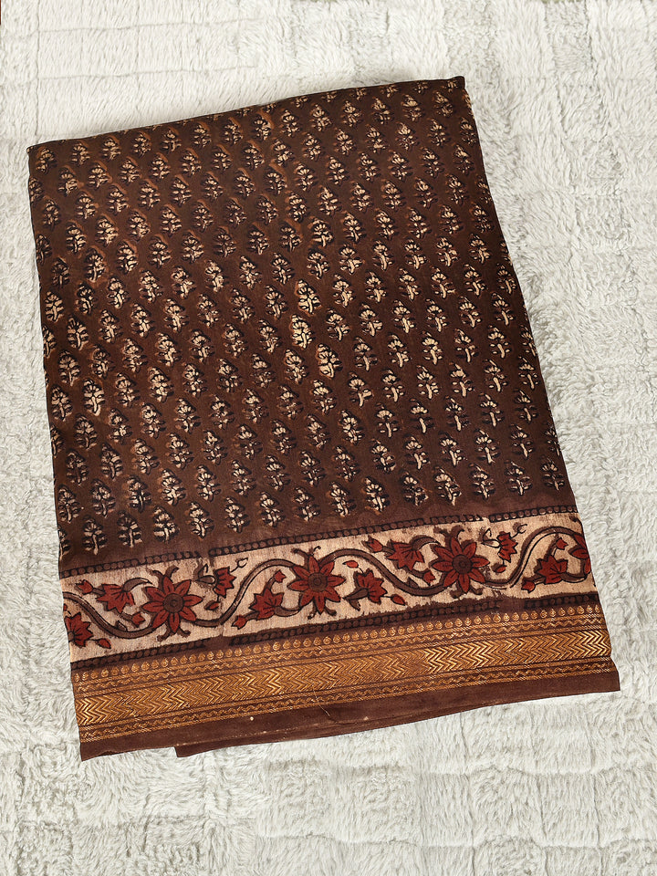 ITI : FADAT HANDBLOCK PRINT MAHESHWARI COTTION SILK SAREE