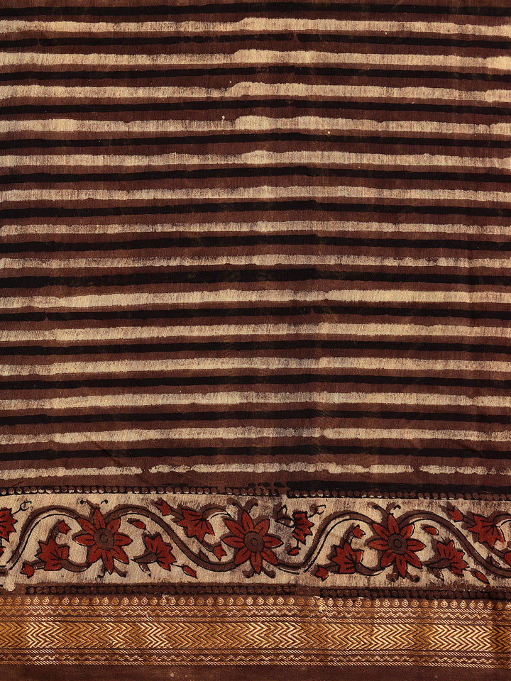 ITI : FADAT HANDBLOCK PRINT MAHESHWARI COTTION SILK SAREE