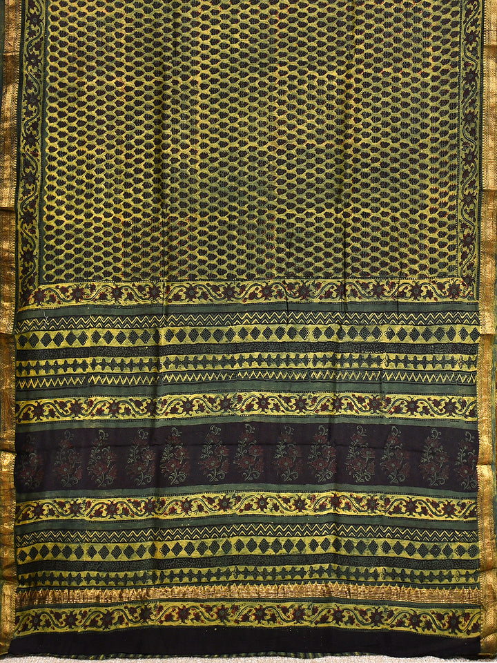 TIMKI : FADAT HANDBLOCK PRINT MAHESHWARI COTTION SILK SAREE