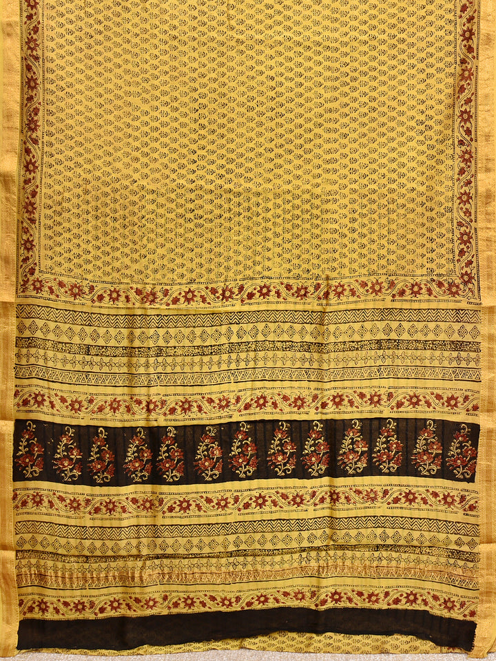 NUTAN : FADAT HANDBLOCK PRINT MAHESHWARI COTTION SILK SAREE