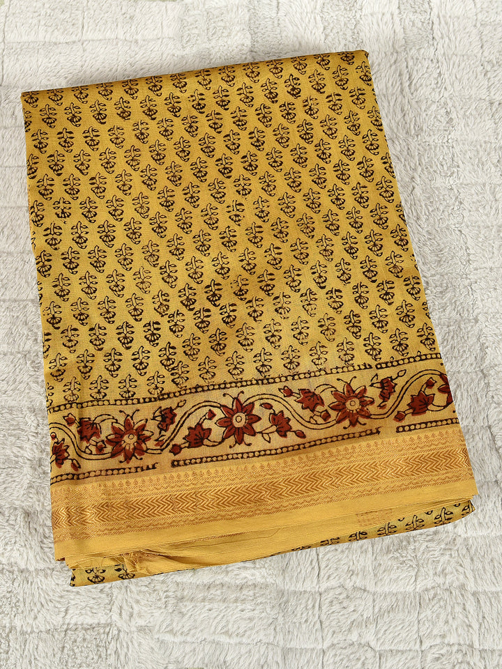 NUTAN : FADAT HANDBLOCK PRINT MAHESHWARI COTTION SILK SAREE