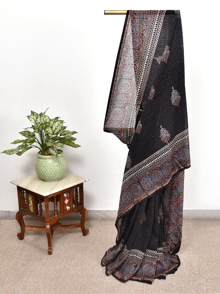 MOUMITA : AJRAKH HANDBLOCK CHANDERI SAREE