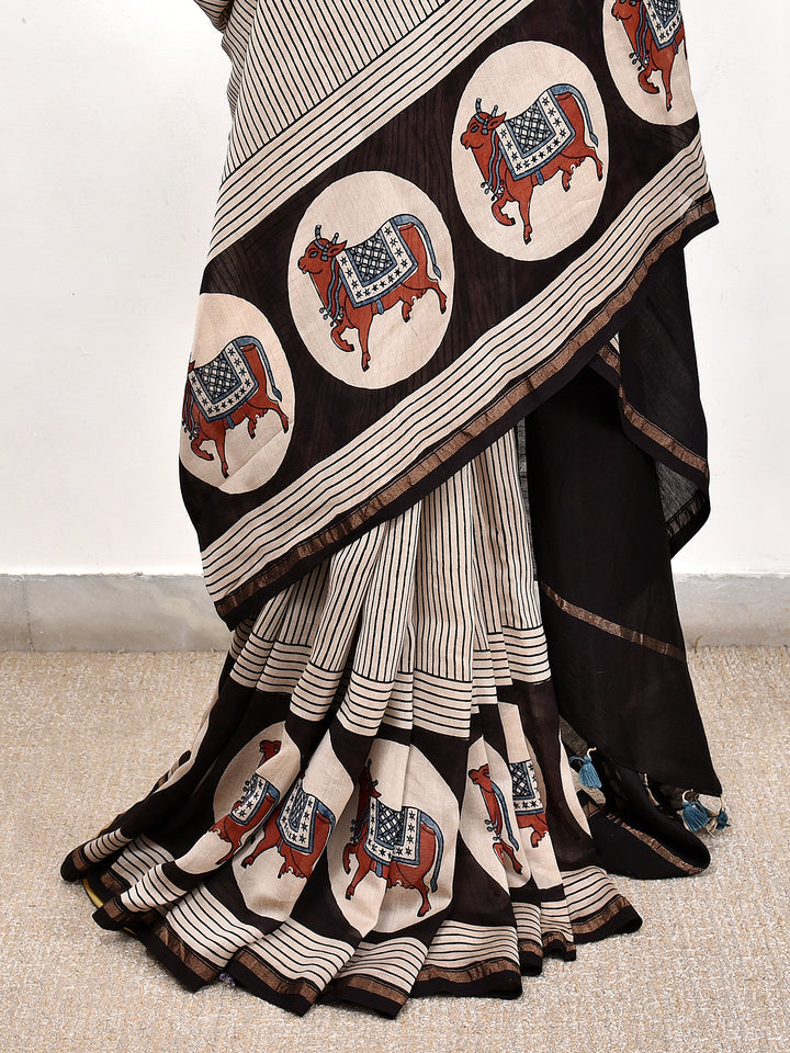JIYALI : AJRAKH HANDBLOCK CHANDERI SAREE