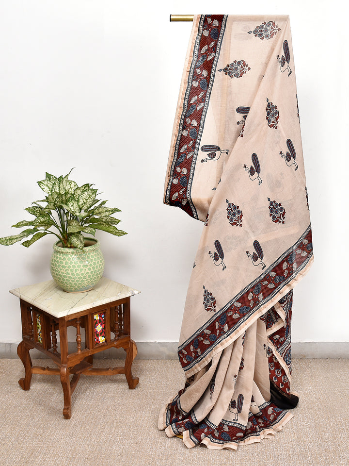 AMISHIK : AJRAKH HANDBLOCK CHANDERI SAREE