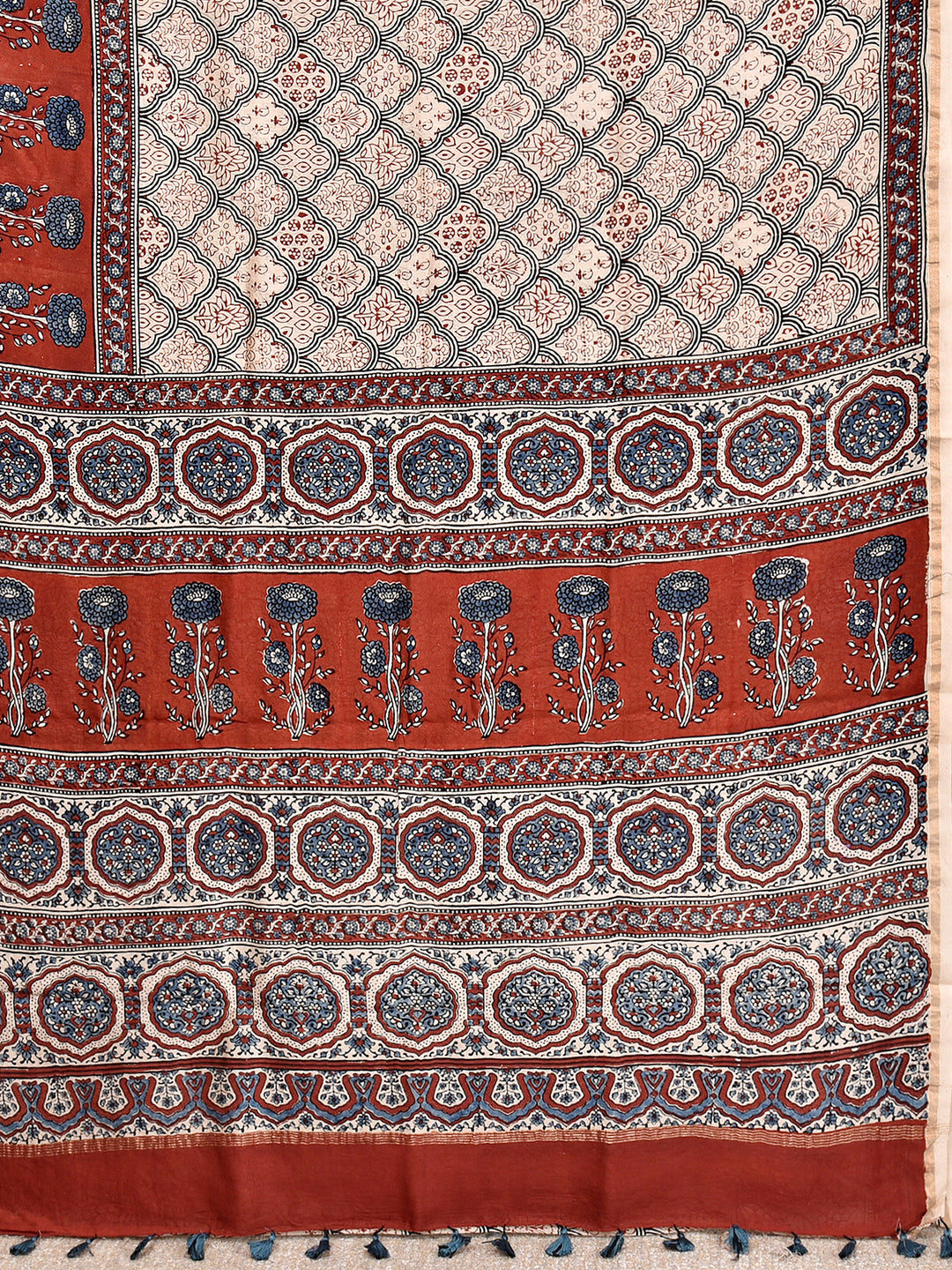 CHARVII : AJRAKH HANDBLOCK CHANDERI SAREE