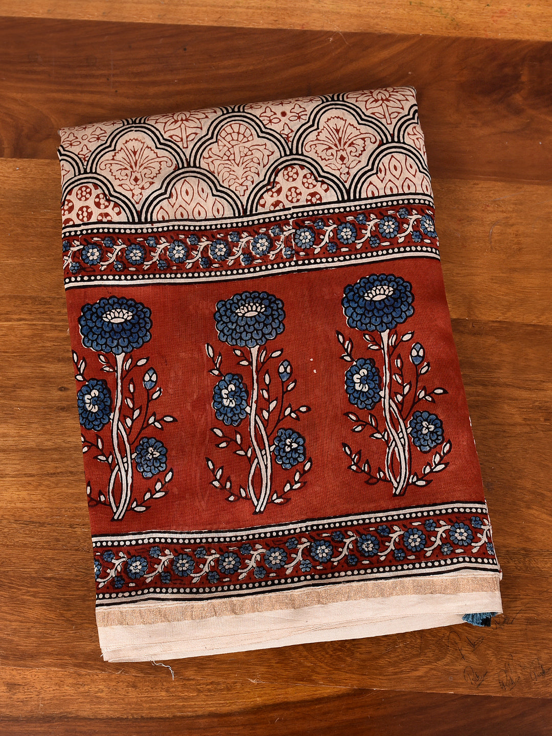 CHARVII : AJRAKH HANDBLOCK CHANDERI SAREE