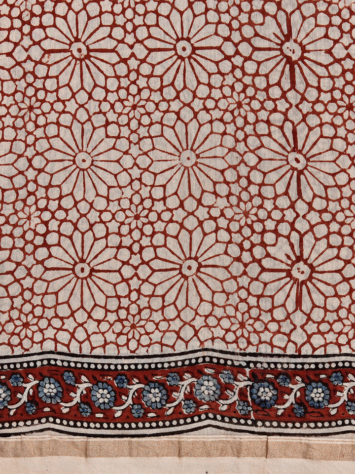 CHARVII : AJRAKH HANDBLOCK CHANDERI SAREE