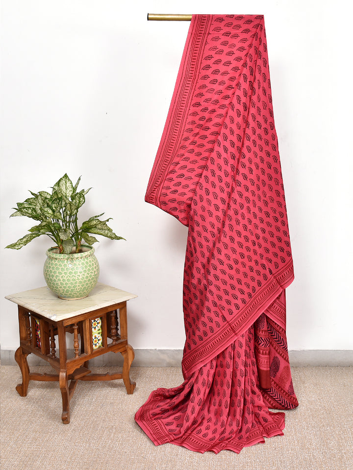 SUKRITA : BAGH HANDBLOCK CREPE SILK SAREE