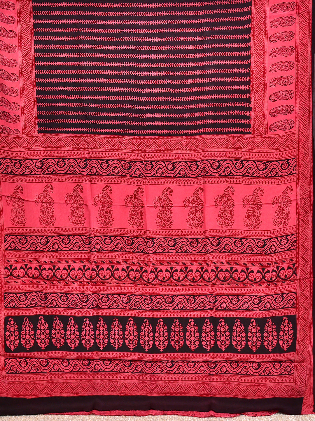 MUSTAMA : BAGH HANDBLOCK CREPE SILK SAREE