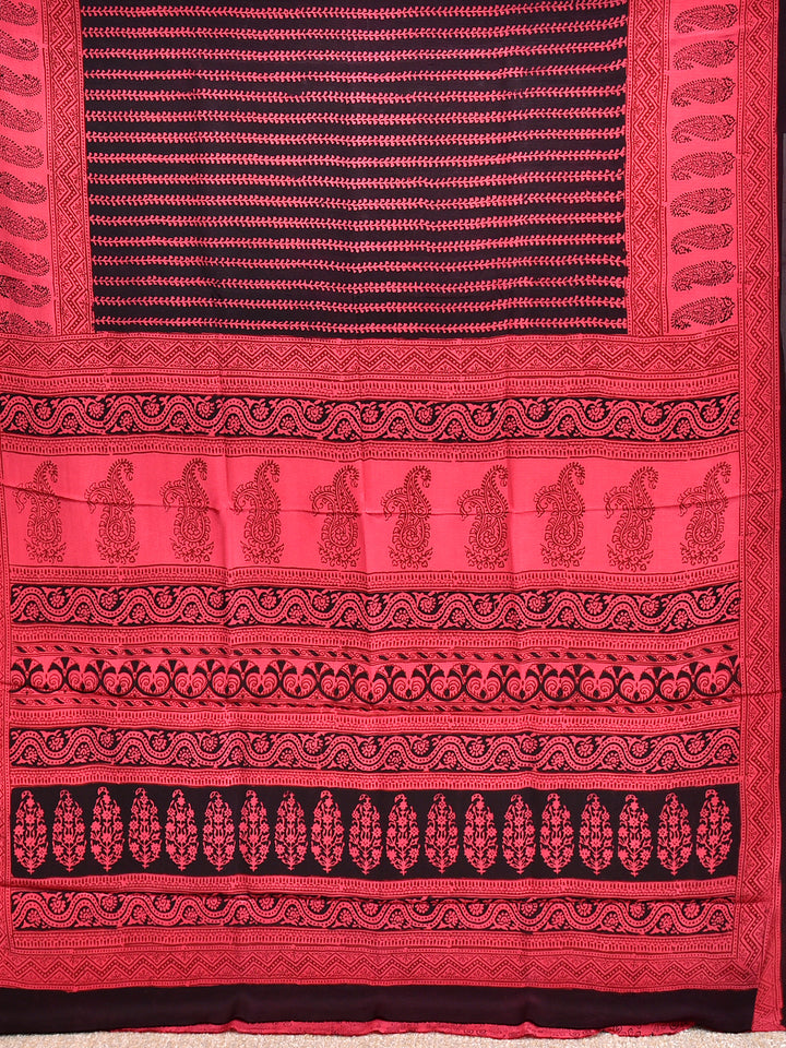 MUSTAMA : BAGH HANDBLOCK CREPE SILK SAREE