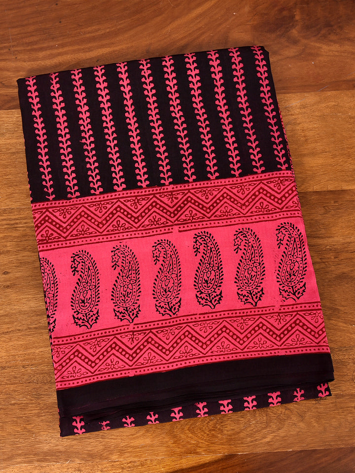 MUSTAMA : BAGH HANDBLOCK CREPE SILK SAREE