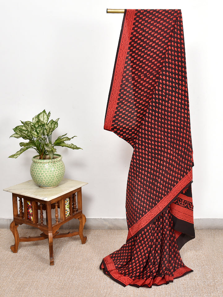 MRUNALIKA : BAGH HANDBLOCK CREPE SILK SAREE