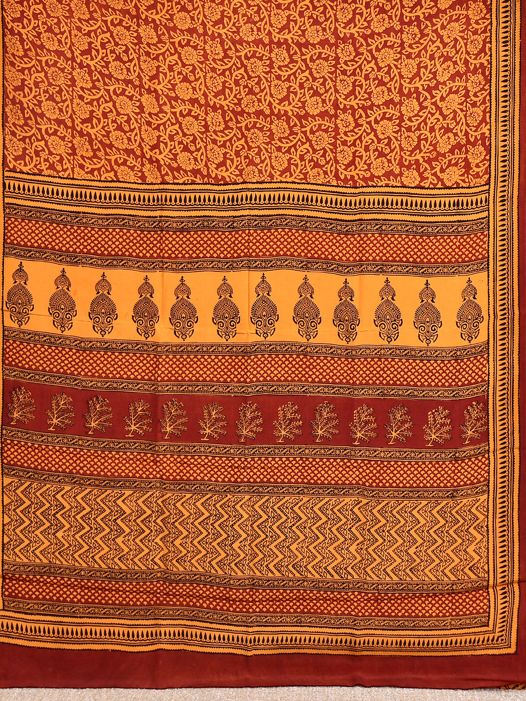 KAMINENI  : BAGH HANDBLOCK CREPE SILK SAREE