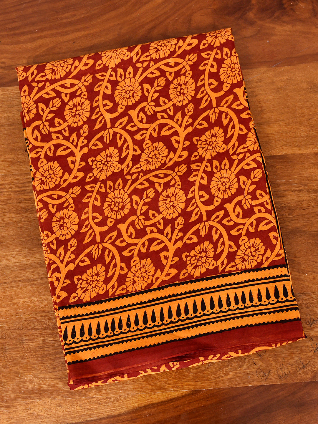 KAMINENI  : BAGH HANDBLOCK CREPE SILK SAREE