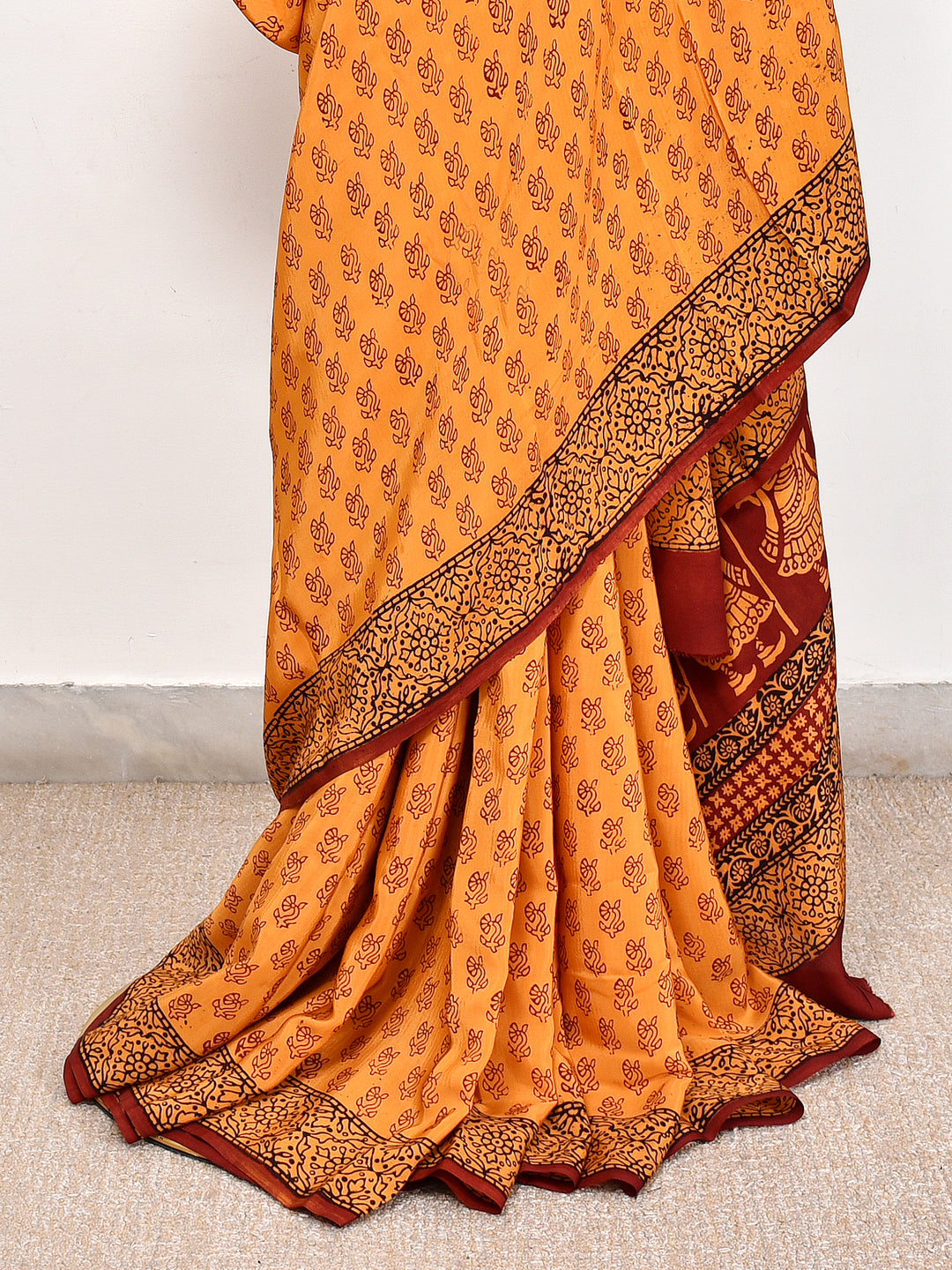 UPSANAA : BAGH HANDBLOCK CREPE SILK SAREE
