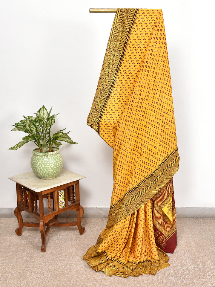 NEKI : BAGH HANDBLOCK CREPE SILK SAREE