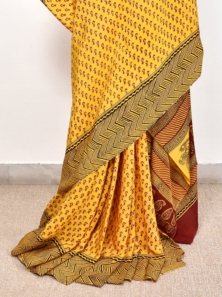 NEKI : BAGH HANDBLOCK CREPE SILK SAREE