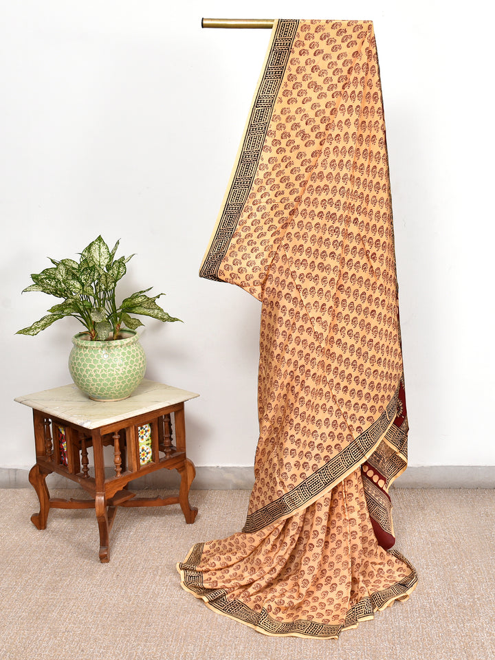 ALUVAK : BAGH HANDBLOCK CREPE SILK SAREE