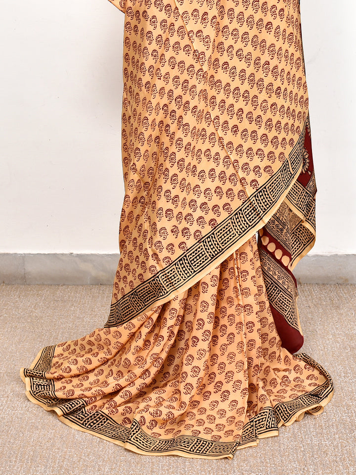 ALUVAK : BAGH HANDBLOCK CREPE SILK SAREE