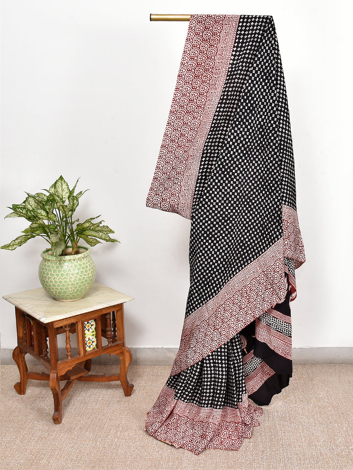 SARASI : BAGH HANDBLOCK CREPE SILK SAREE