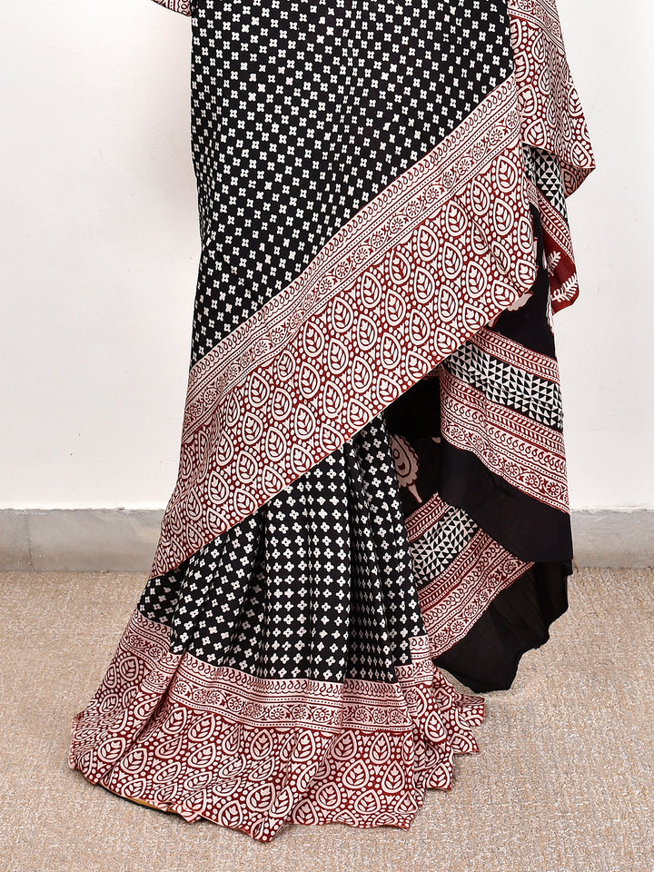 SARASI : BAGH HANDBLOCK CREPE SILK SAREE
