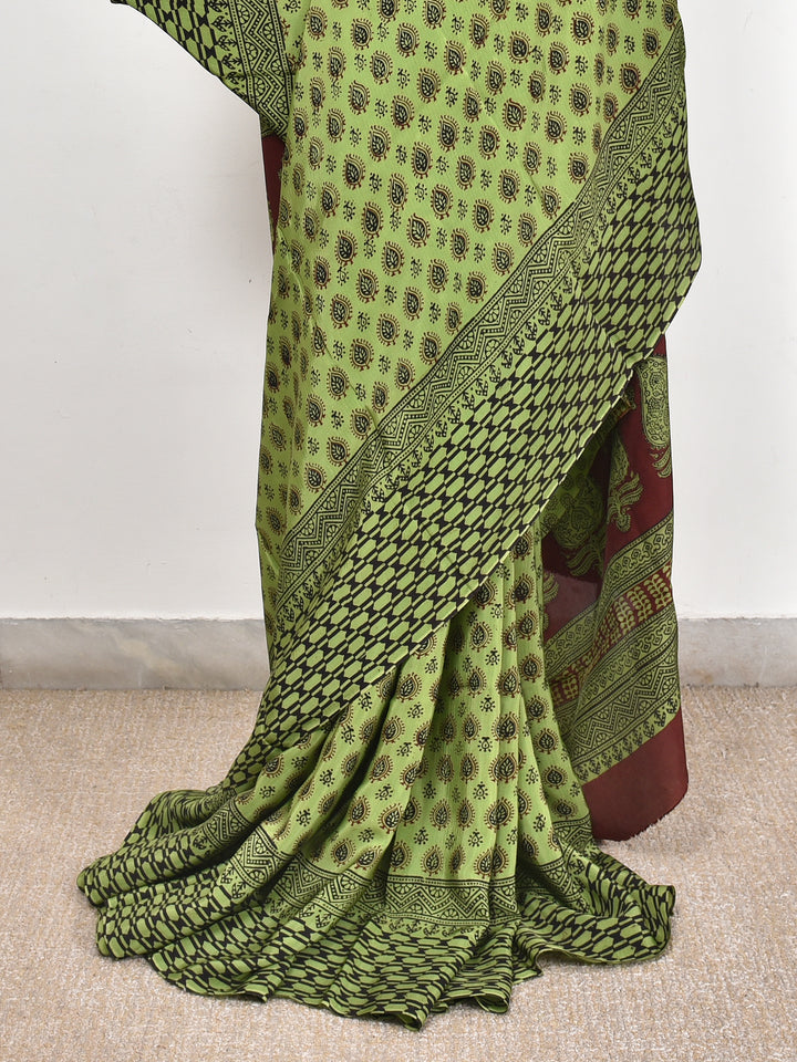 UTUPI : BAGH HANDBLOCK CREPE SILK SAREE