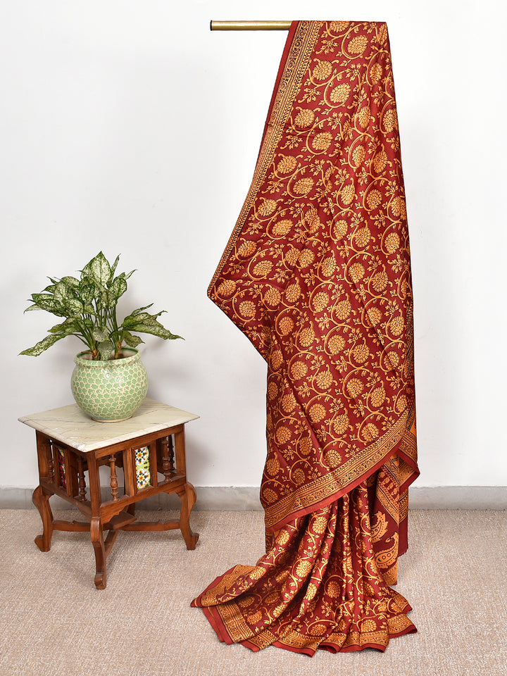 TURVIKA : BAGH HANDBLOCK MODAL SILK SAREE
