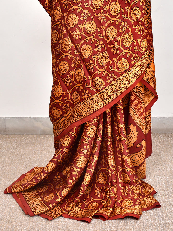 TURVIKA : BAGH HANDBLOCK MODAL SILK SAREE
