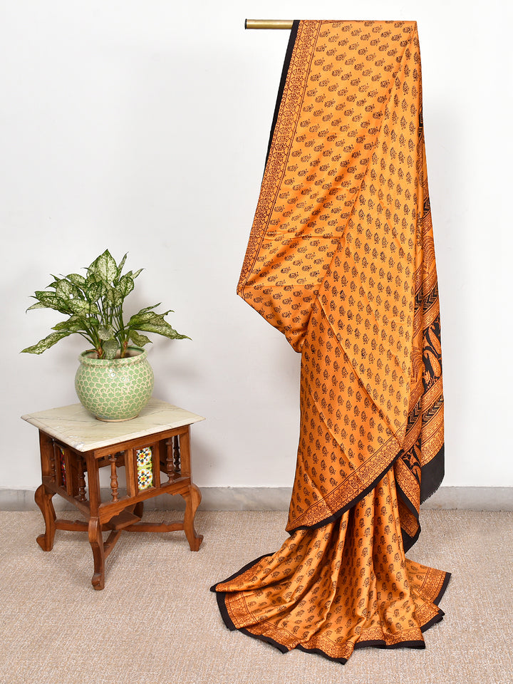 NUKTA : BAGH HANDBLOCK MODAL SILK SAREE