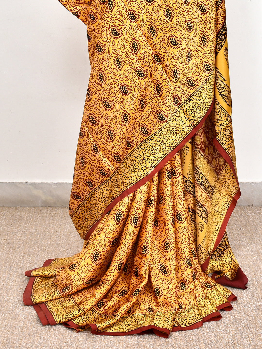 TRIKALI : BAGH HANDBLOCK MODAL SILK SAREE