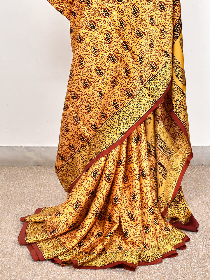 TRIKALI : BAGH HANDBLOCK MODAL SILK SAREE