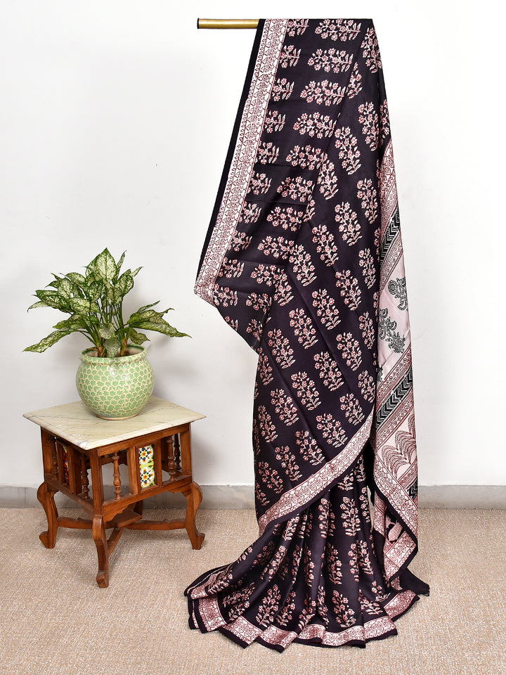 ANISKO : BAGH HANDBLOCK MODAL SILK SAREE
