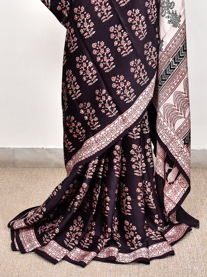 ANISKO : BAGH HANDBLOCK MODAL SILK SAREE