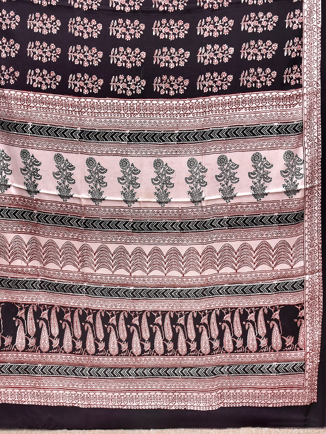 ANISKO : BAGH HANDBLOCK MODAL SILK SAREE