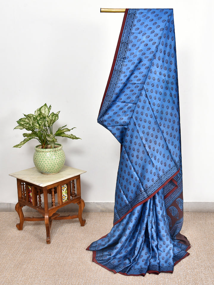 LIYOSIM : BAGH HANDBLOCK MODAL SILK SAREE