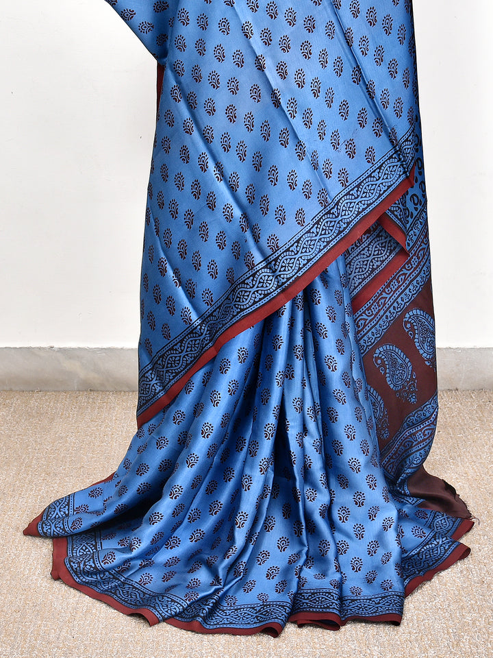 LIYOSIM : BAGH HANDBLOCK MODAL SILK SAREE