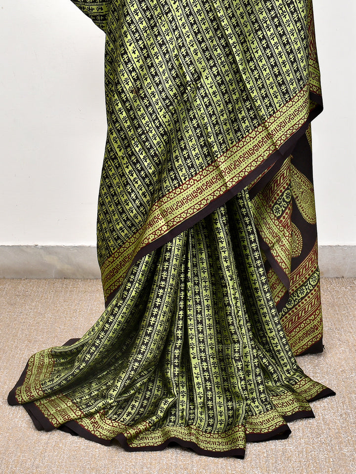 MUNALI : BAGH HANDBLOCK MODAL SILK SAREE