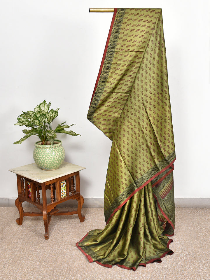 YOGISHMA : BAGH HANDBLOCK MODAL SILK SAREE
