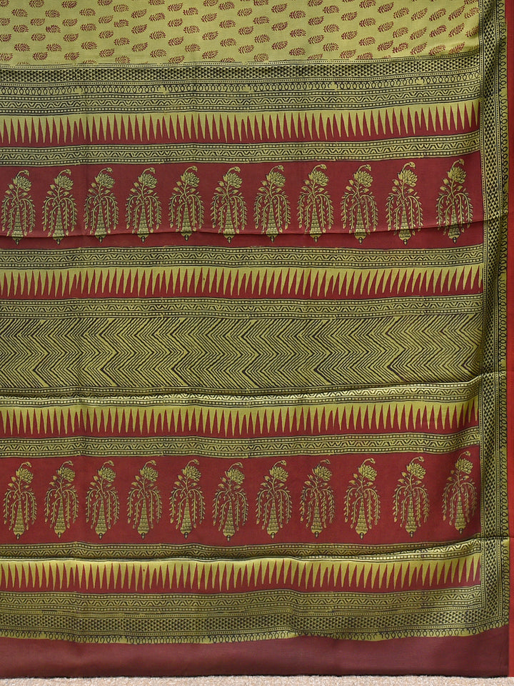 YOGISHMA : BAGH HANDBLOCK MODAL SILK SAREE