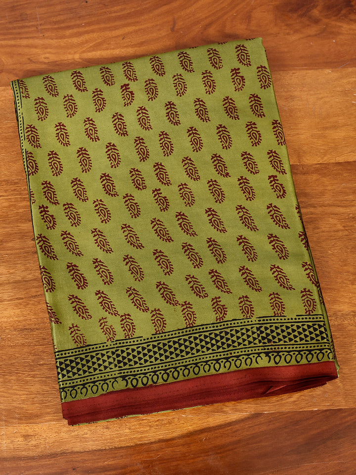 YOGISHMA : BAGH HANDBLOCK MODAL SILK SAREE