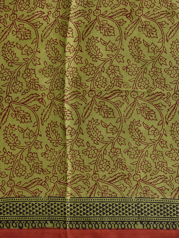 YOGISHMA : BAGH HANDBLOCK MODAL SILK SAREE