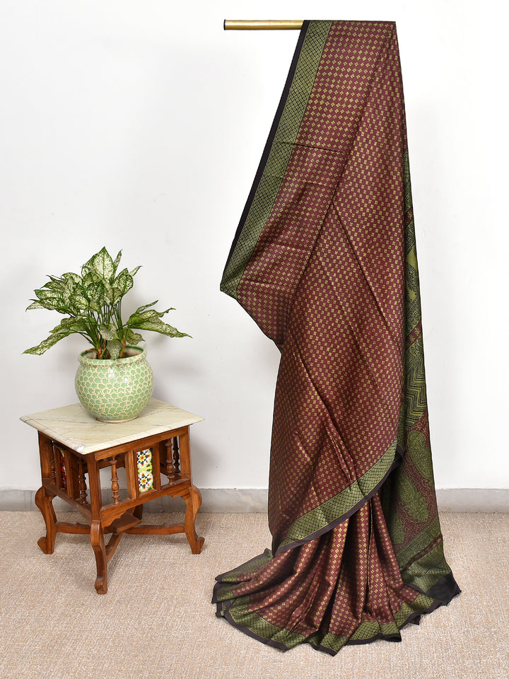 SHYAMALI  : BAGH HANDBLOCK MODAL SILK SAREE