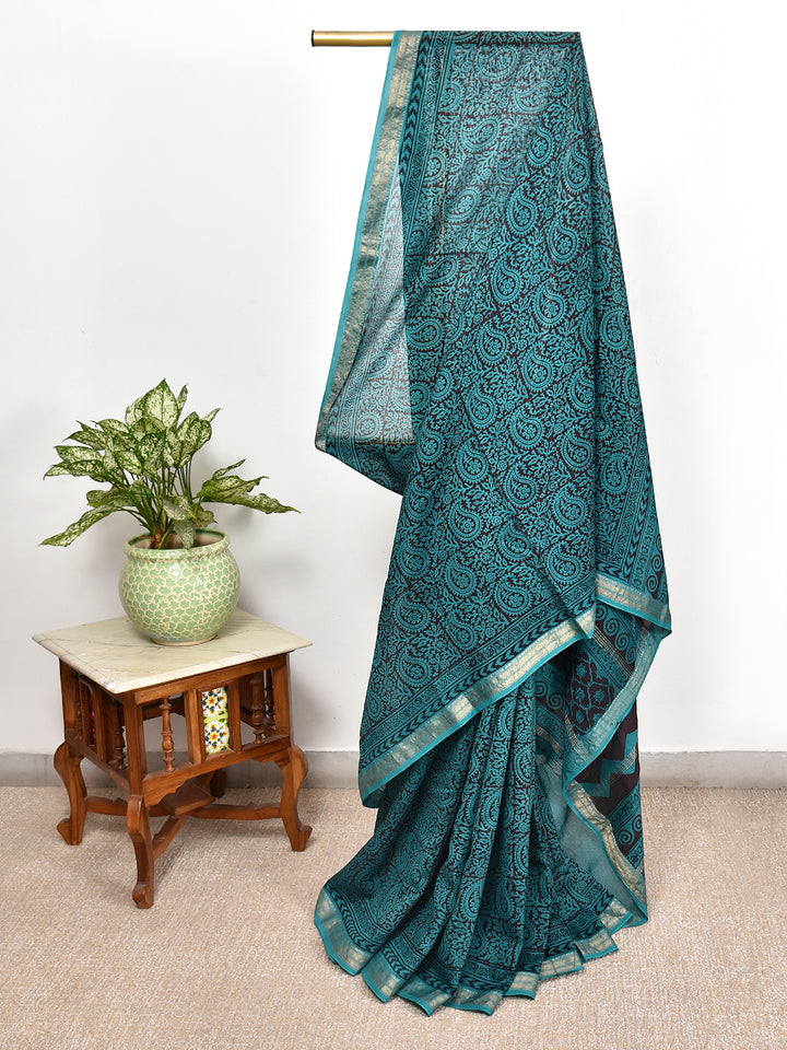 TRUPAKI : BAGH HANDBLOCK MODAL SILK SAREE