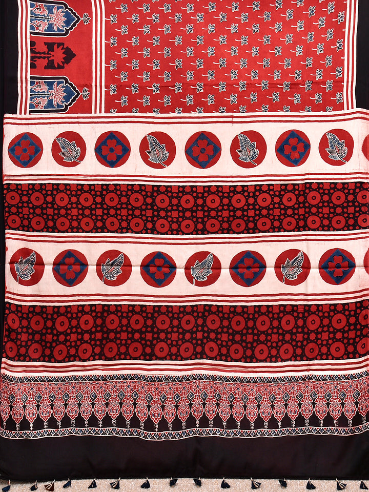 MUJILA : AJRAKH HANDBLOCK MODAL SILK SAREE