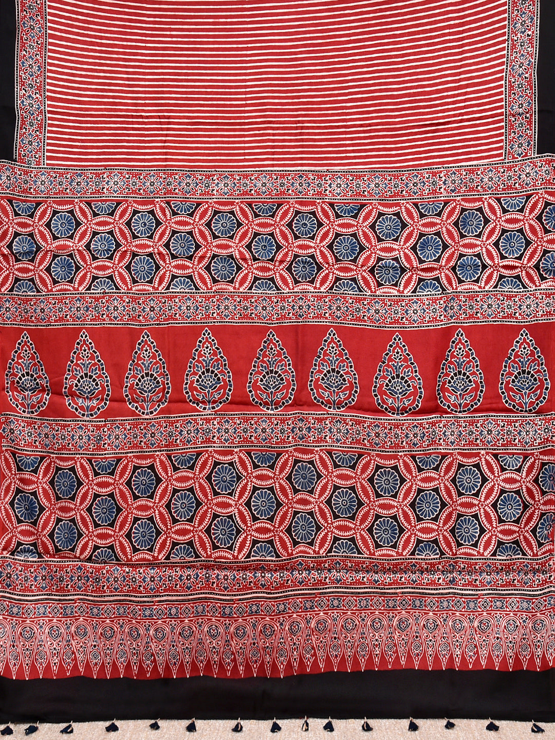 TRAPTIKA : AJRAKH HANDBLOCK MODAL SILK SAREE