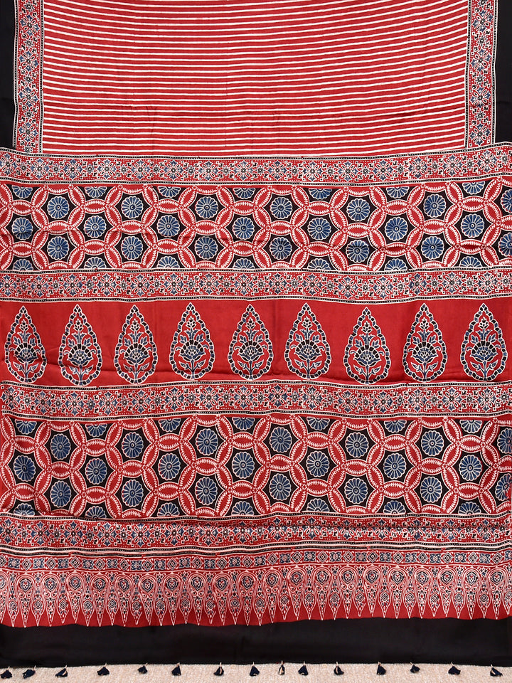 TRAPTIKA : AJRAKH HANDBLOCK MODAL SILK SAREE