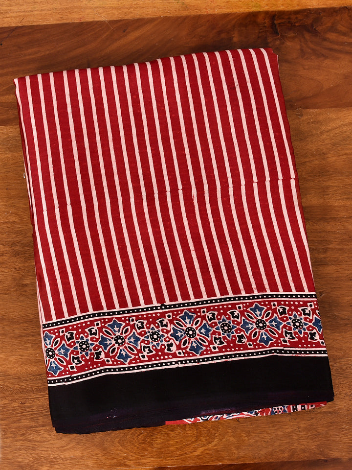 TRAPTIKA : AJRAKH HANDBLOCK MODAL SILK SAREE