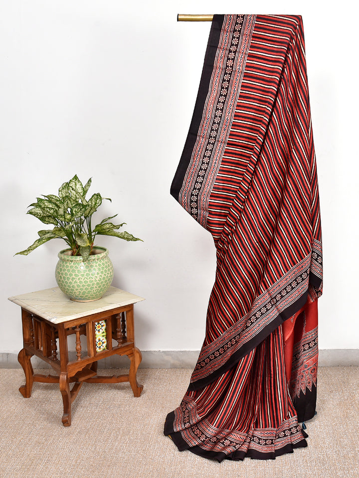 MASTILA : AJRAKH HANDBLOCK MODAL SILK SAREE
