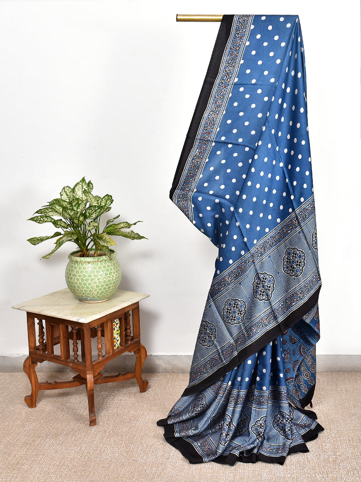 RAMAGYI  : AJRAKH HANDBLOCK MODAL SILK SAREE
